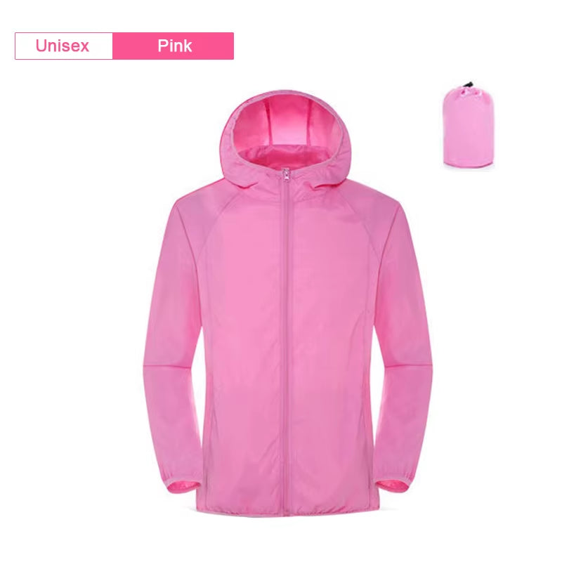 Camping Rain Jacket Men Women Waterproof Sun Protection Clothing Fishing Hunting Clothes Quick Dry Skin Windbreaker with Pocket