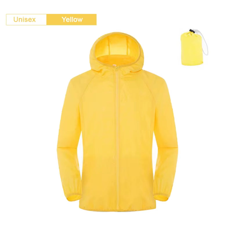 Camping Rain Jacket Men Women Waterproof Sun Protection Clothing Fishing Hunting Clothes Quick Dry Skin Windbreaker with Pocket