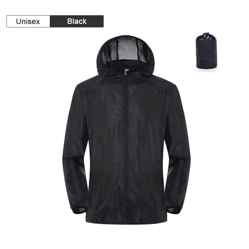 Camping Rain Jacket Men Women Waterproof Sun Protection Clothing Fishing Hunting Clothes Quick Dry Skin Windbreaker with Pocket