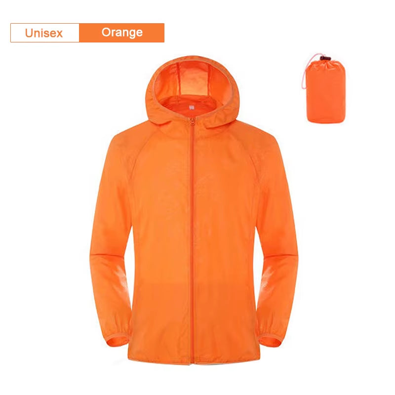 Camping Rain Jacket Men Women Waterproof Sun Protection Clothing Fishing Hunting Clothes Quick Dry Skin Windbreaker with Pocket
