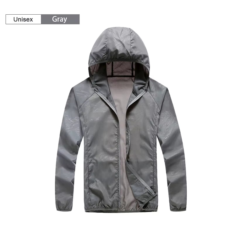 Camping Rain Jacket Men Women Waterproof Sun Protection Clothing Fishing Hunting Clothes Quick Dry Skin Windbreaker with Pocket