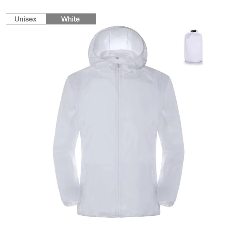 Camping Rain Jacket Men Women Waterproof Sun Protection Clothing Fishing Hunting Clothes Quick Dry Skin Windbreaker with Pocket