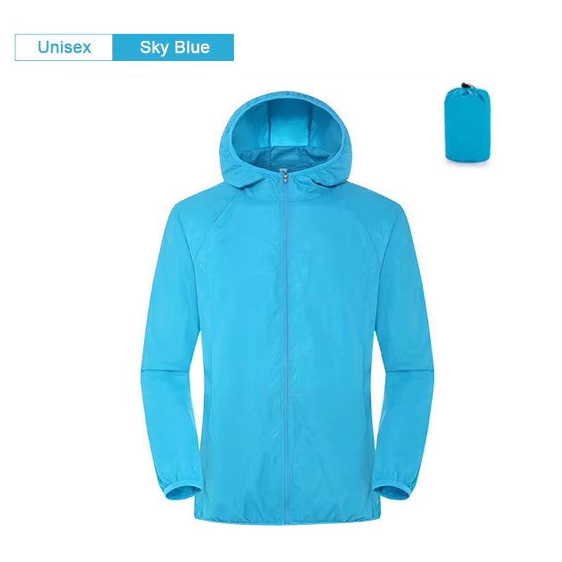 Camping Rain Jacket Men Women Waterproof Sun Protection Clothing Fishing Hunting Clothes Quick Dry Skin Windbreaker with Pocket