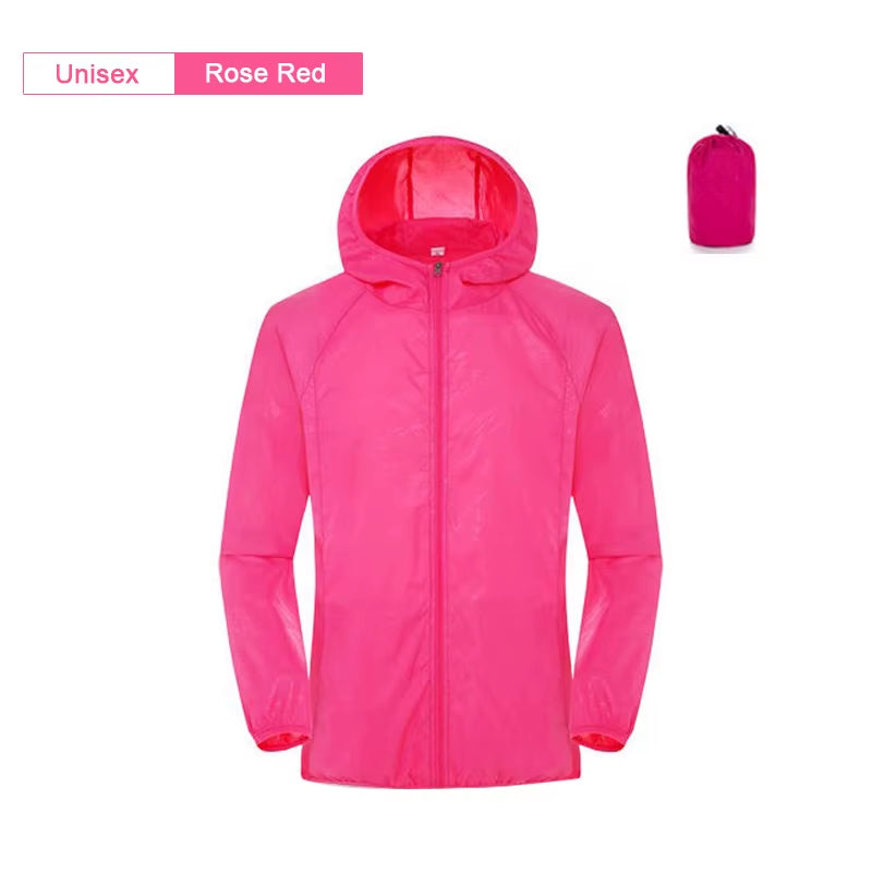Camping Rain Jacket Men Women Waterproof Sun Protection Clothing Fishing Hunting Clothes Quick Dry Skin Windbreaker with Pocket