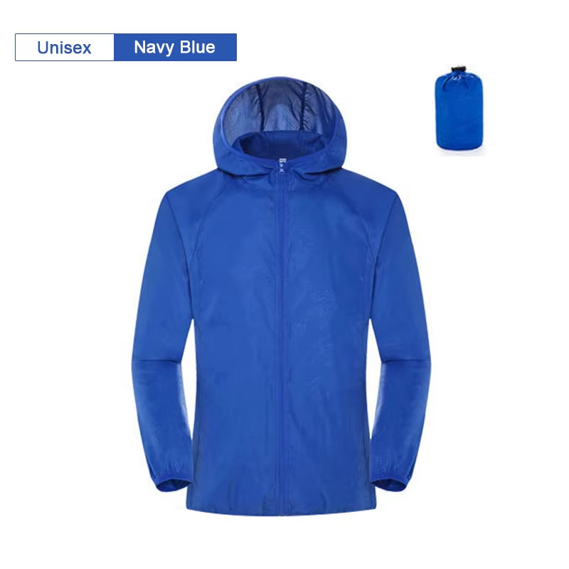 Camping Rain Jacket Men Women Waterproof Sun Protection Clothing Fishing Hunting Clothes Quick Dry Skin Windbreaker with Pocket